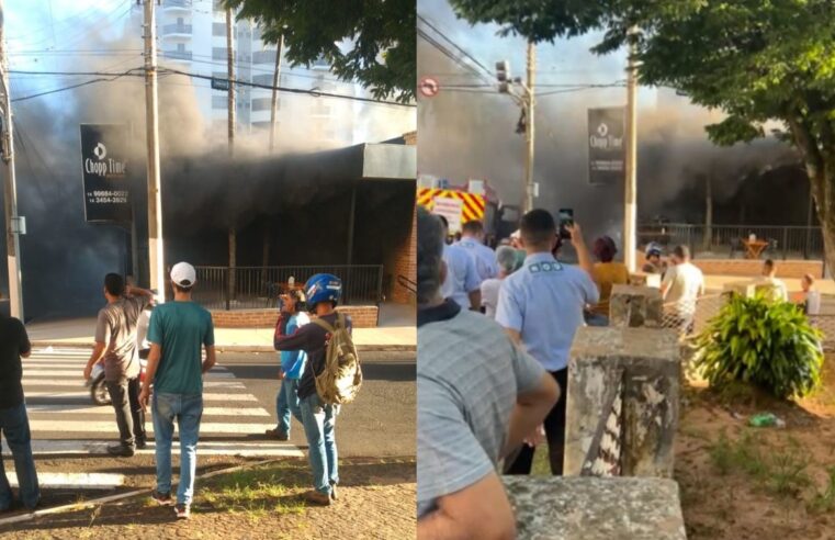 Incêndio atinge choperia no centro de Marília