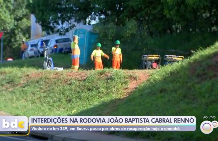 Obras de recuperação interditam trecho abaixo de viaduto na Rodovia João Baptista Cabral Rennó em Bauru | Bauru e Marília