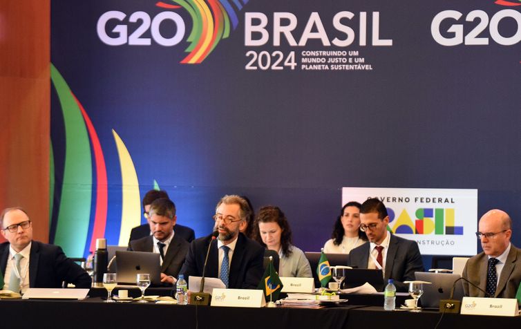 Embaixador Mauricio Carvalho Lyrio, Secretário de Assuntos Econômicos e Financeiros , preside 1ª Reunião de Sherpas do G20, no Palácio do Itamaraty, em Brasília. Foto: Márcio Batista/MRE