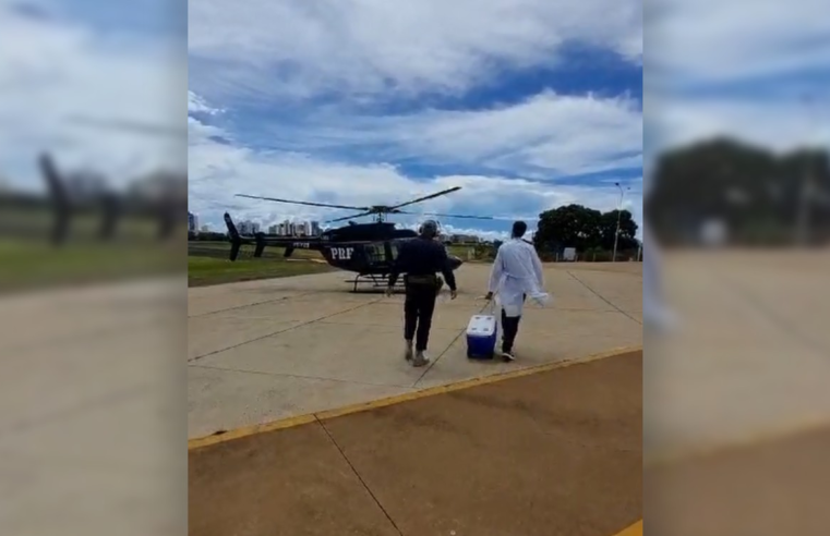 Coração captado em Bauru é levado pelo helicóptero da Polícia Rodoviária Federal para transplante em Botucatu