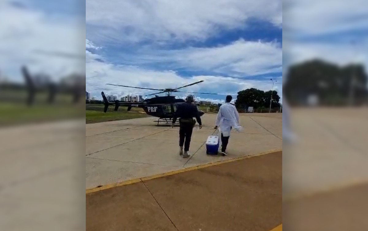 Coração captado em Bauru é levado pelo helicóptero da Polícia Rodoviária Federal para transplante em Botucatu