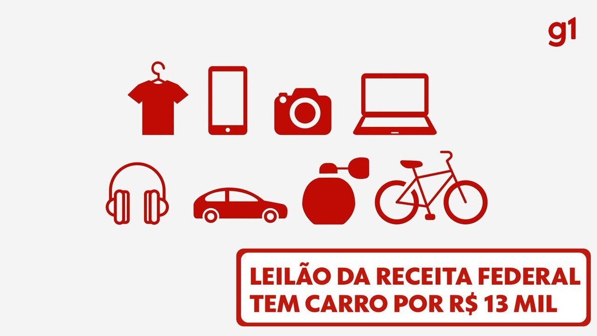 Leilão da Receita: propostas abrem nesta quarta, com carro por R$ 13 mil e notebook por R$ 2,5 mil