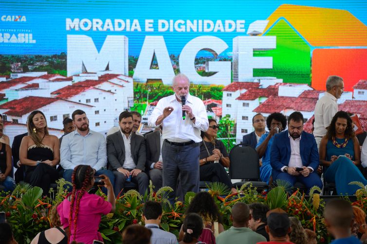 Rio de Janeiro (RJ), 06/02/2024 - O presidente Luiz Inácio Lula da Silva durante inauguração dos conjuntos residenciais Lírio do Vale e Lótus, que foram construídos com recursos federais do programa Minha Casa, Minha Vida (MCMV), em Magé, na baixada fluminense. Foto: Tomaz Silva/Agência Brasil