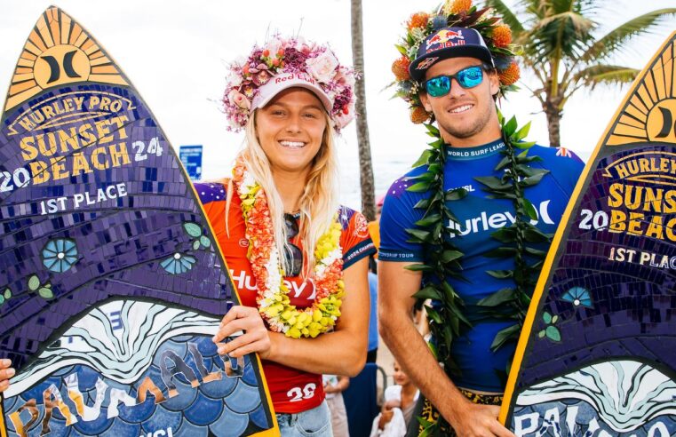 Surfe: australianos conquistam etapa de Sunset Beach