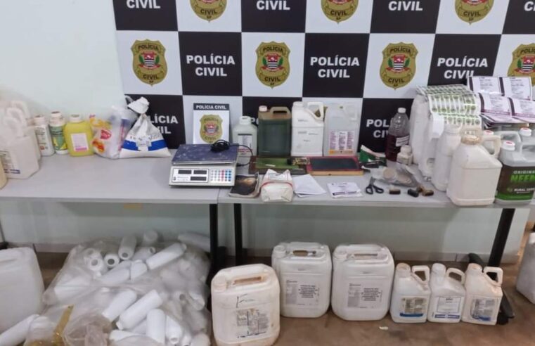 Operação da Polícia Civil prende suspeito de produzir, vender e distribuir agrotóxicos falsificados em Barra Bonita