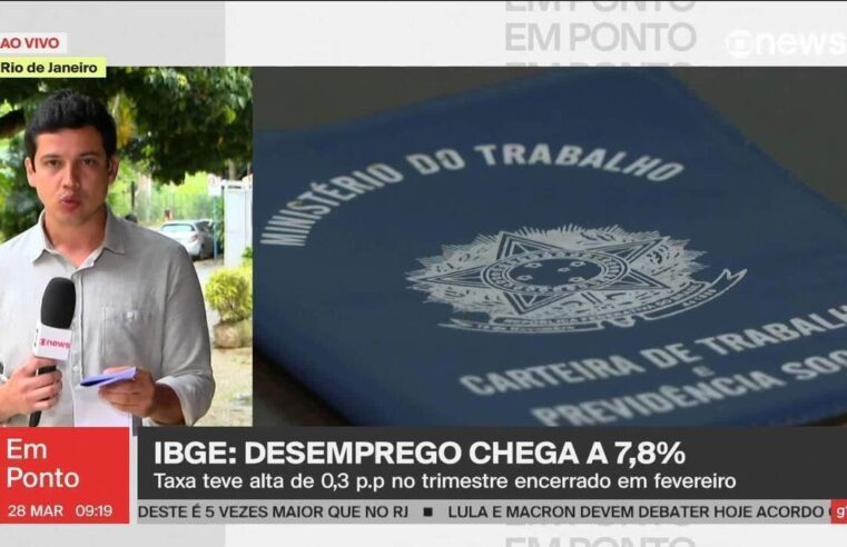 Desemprego sobe a 7,8% no trimestre terminado em fevereiro, diz IBGE