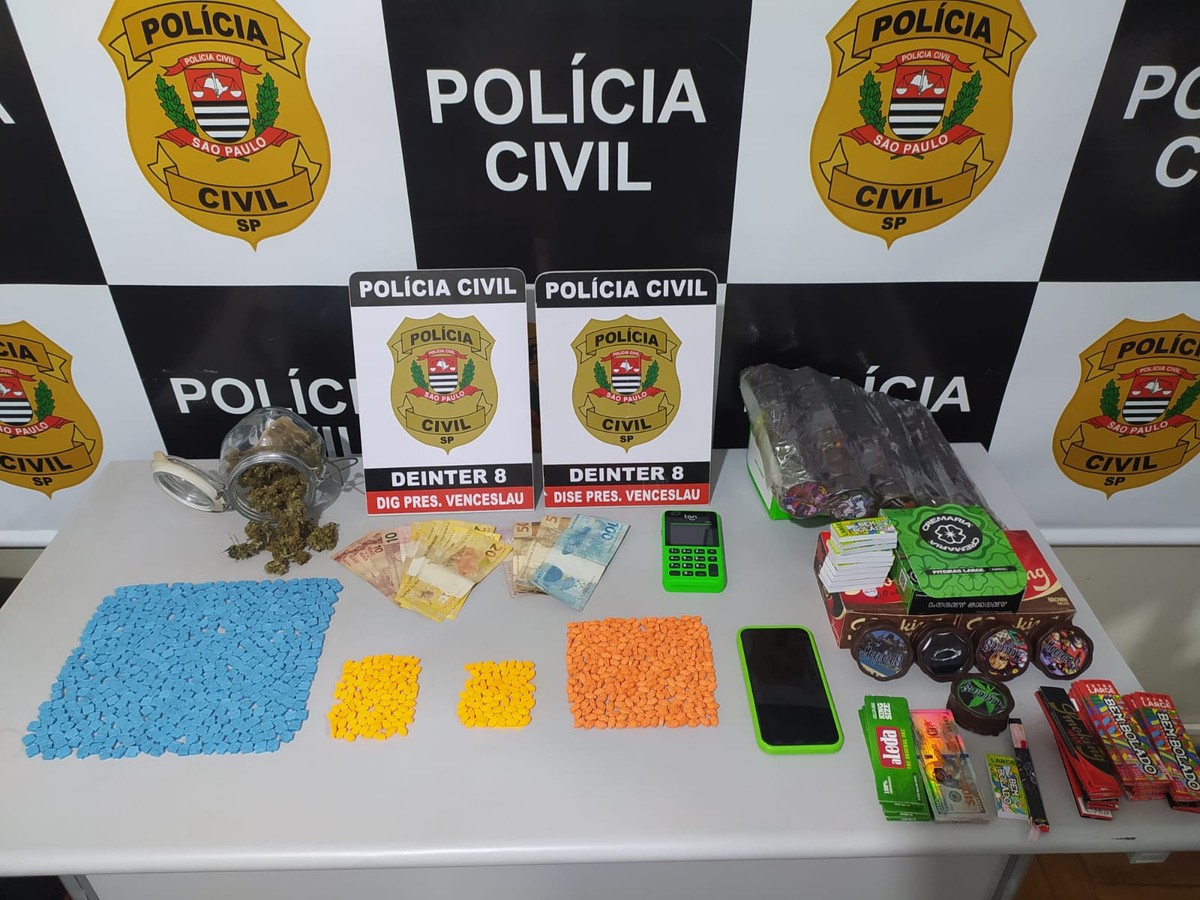 Operação policial apreende quase 900 comprimidos de ecstasy em residência e prende rapaz de 22 anos em Presidente Venceslau | Presidente Prudente e Região