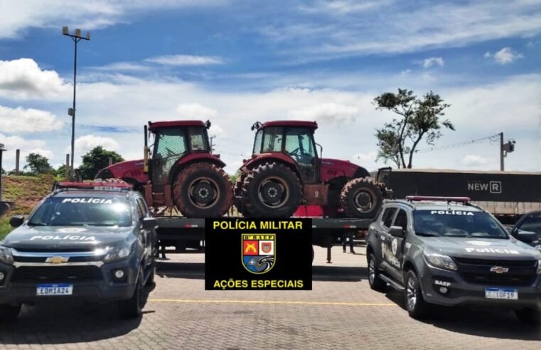 Polícia Militar intercepta tratores agrícolas furtados no interior de SP e que seriam levados até a fronteira com o Paraguai | Presidente Prudente e Região