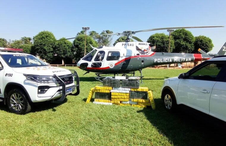 Após ser localizado pelo Águia da PM, motorista é preso com mais de 400 tijolos de maconha em Pongaí