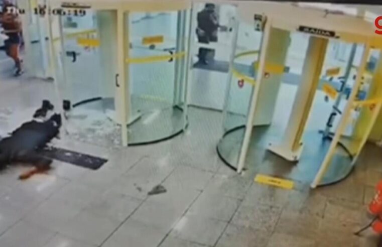Vídeo mostra momento em que adolescente pega arma e atira em segurança dentro de banco
